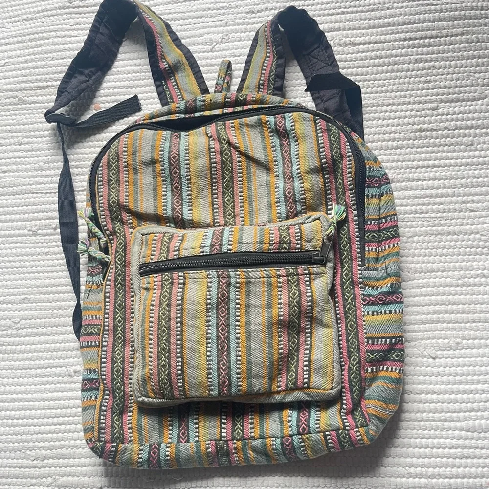 Boho Cotton Full-Sized Handwoven Cotton Gheri Backpack